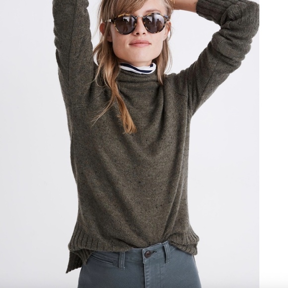 Madewell Donegal Inland Turtleneck Wool Sweater Forest Green - Picture 6 of 11